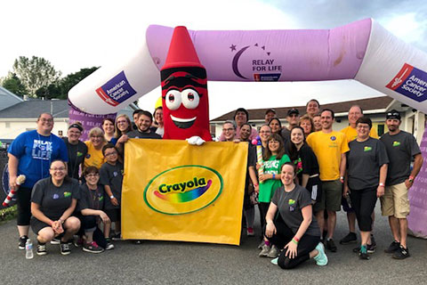Crayolians and Crayola Crayon character at Relay for Life event